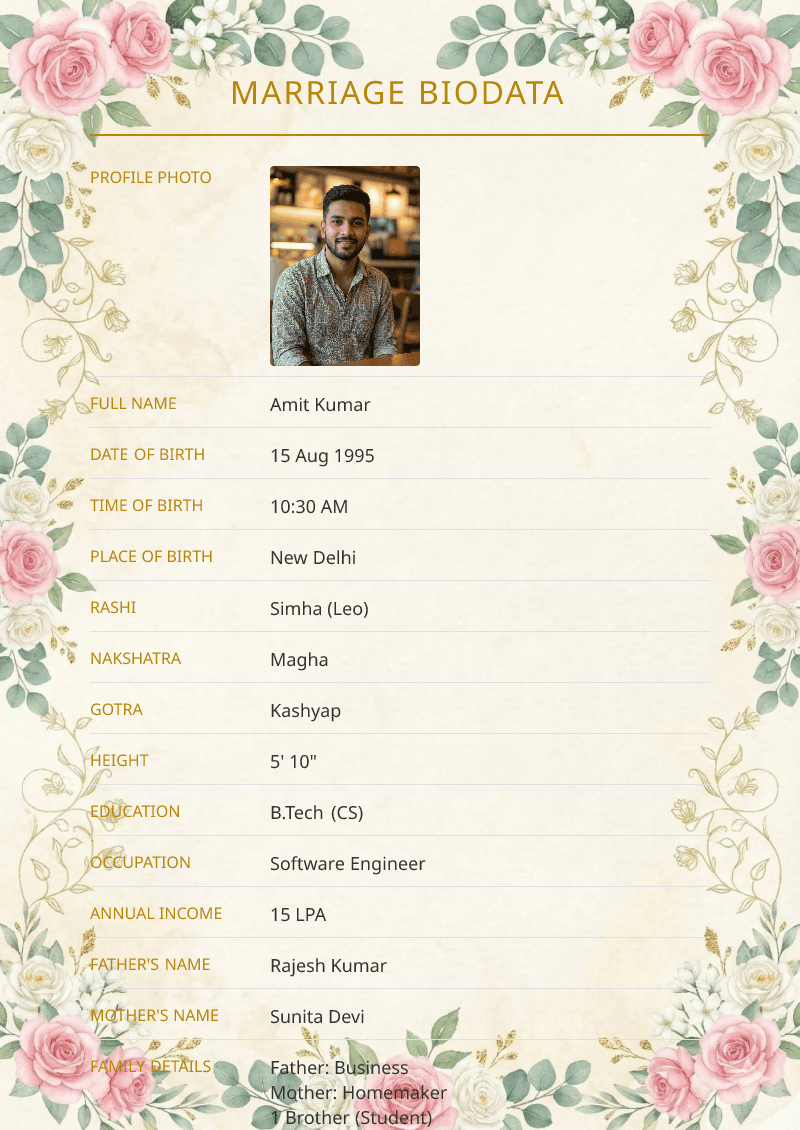 Traditional Marriage Biodata